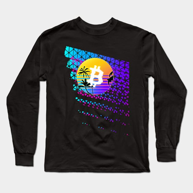 Bitcoin 80's Sizzle Long Sleeve T-Shirt by Destro